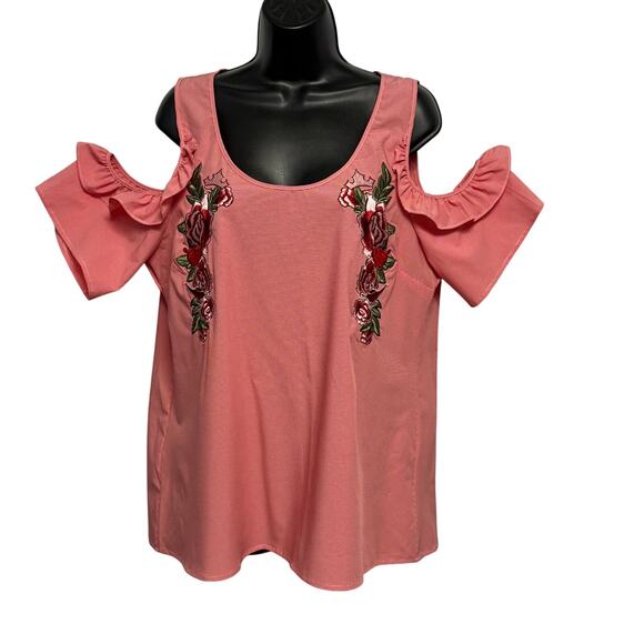 Disney Princess Cold Shoulder Blouse Embroidered Princess Symbols Size 2X NWT - Picture 1 of 9